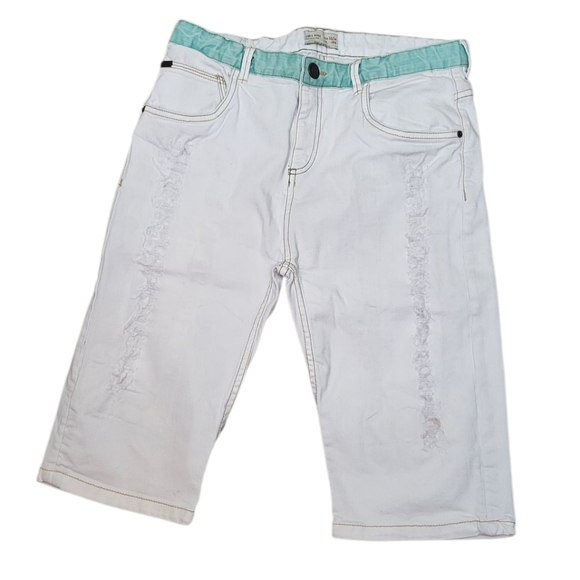 Zara Other - Zara Boys White Denim Shorts Teal